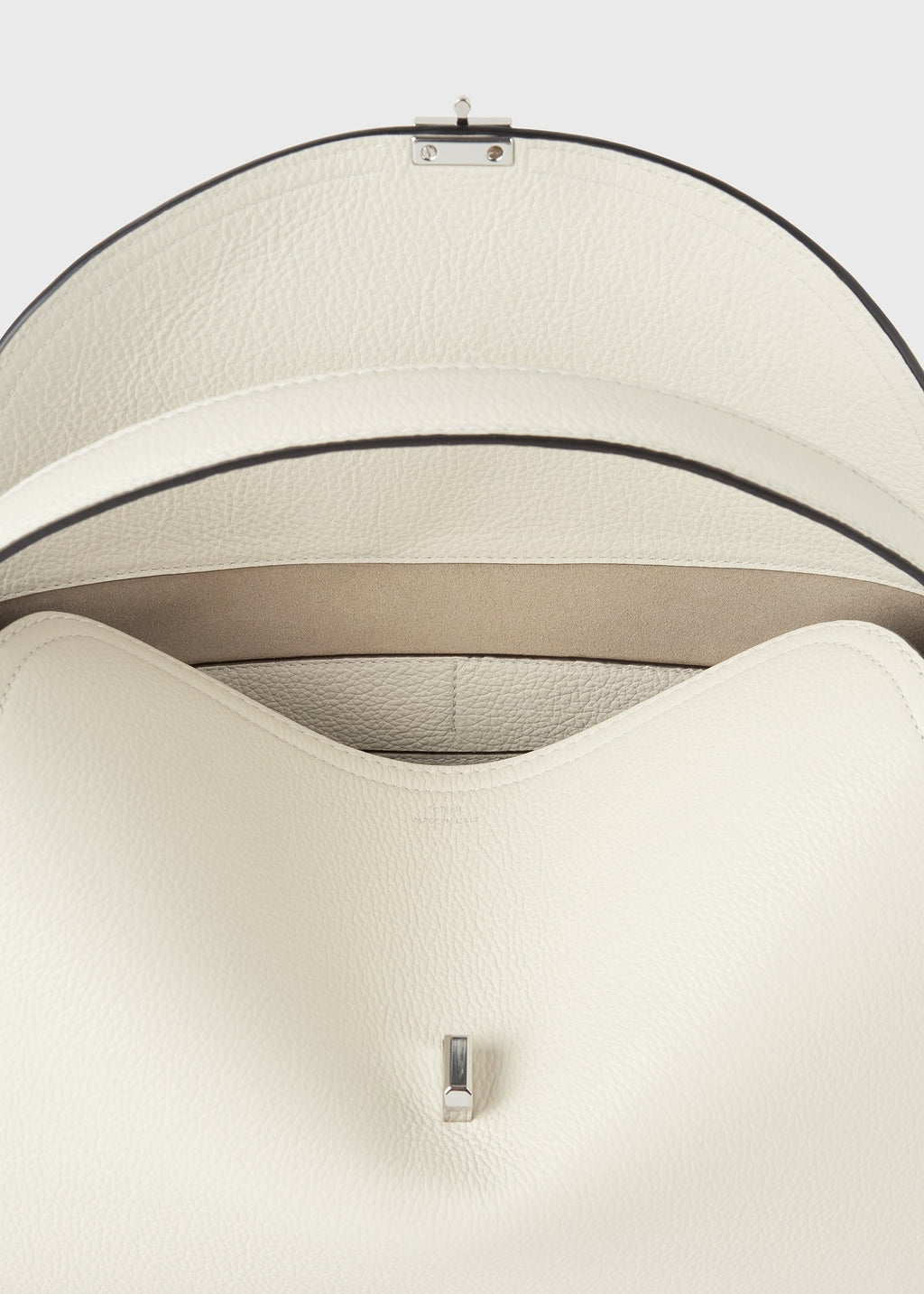 T-lock grained-leather top handle milk